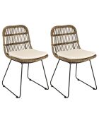 2 chaises en rotin coussin et pieds métal kally gris - 46x59x83 cm