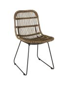 2 chaises en rotin coussin et pieds métal kally gris - 46x59x83 cm