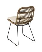 2 chaises en rotin coussin et pieds métal kally gris - 46x59x83 cm