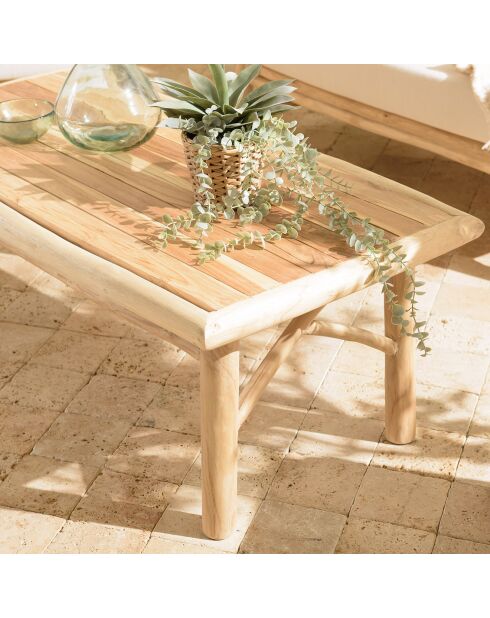 Table basse MADURA en branches de teck naturel - 120x63x46 cm