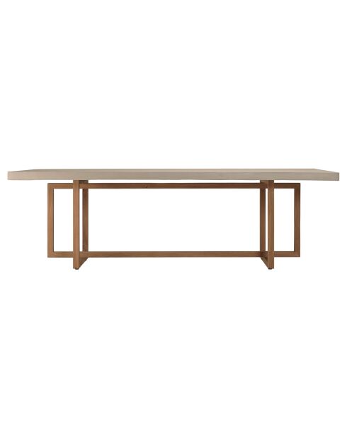 Table à manger rectangle béton pieds en teck dak beige - 243x100x75 cm