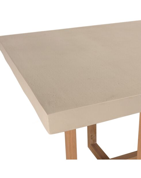 Table à manger rectangle béton pieds en teck dak beige - 243x100x75 cm