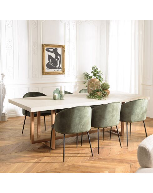 Table à manger rectangle béton pieds en teck dak beige - 243x100x75 cm