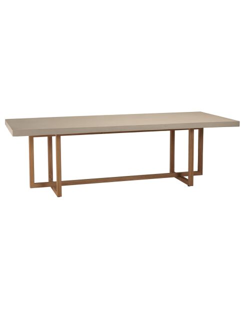 Table à manger rectangle béton pieds en teck dak beige - 243x100x75 cm