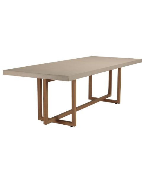 Table à manger rectangle béton pieds en teck dak beige - 243x100x75 cm