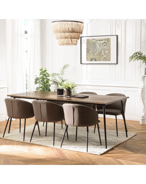 Table à manger rectangle formes géométriques kiara marron - 220x100x78 cm