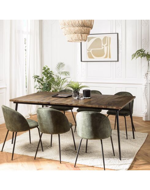 Table à manger rectangulaire bois recyclé kiara marron - 200x100x78 cm