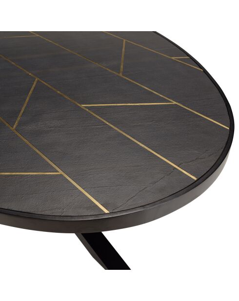 Table à manger effet pierre basile noir/doré - 220x110x76 cm