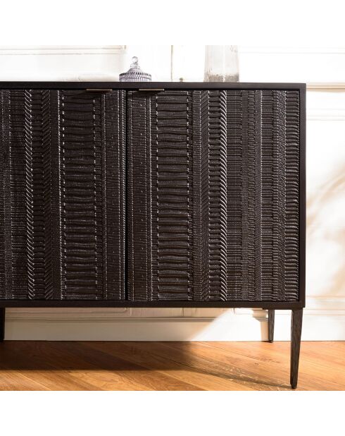 Buffet en manguier sculptées pieds en métal gloria noir - 174.5x42x75.5 cm