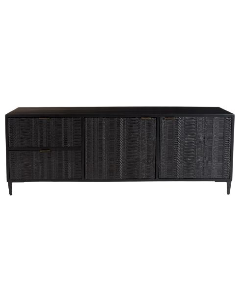 Meuble tv en manguier sculptés gloria noir - 140x45x51.5 cm