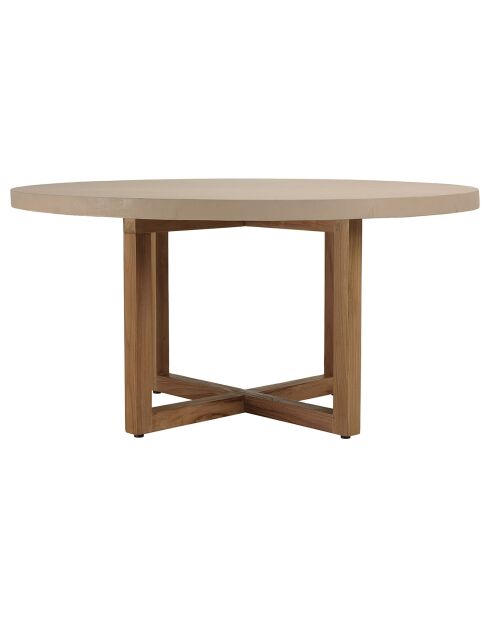 Table à manger ronde béton pieds en teck dak beige - 153x153x76 cm