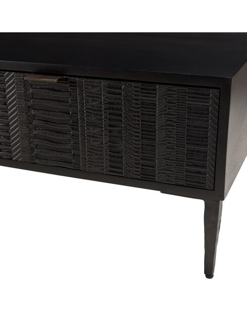 Table basse en manguier sculptés Gloria noire - 120x60x36 cm