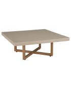 Table basse carrée en béton pieds en teck Dak beige - 107x107x41 cm