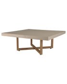 Table basse carrée en béton pieds en teck Dak beige - 107x107x41 cm