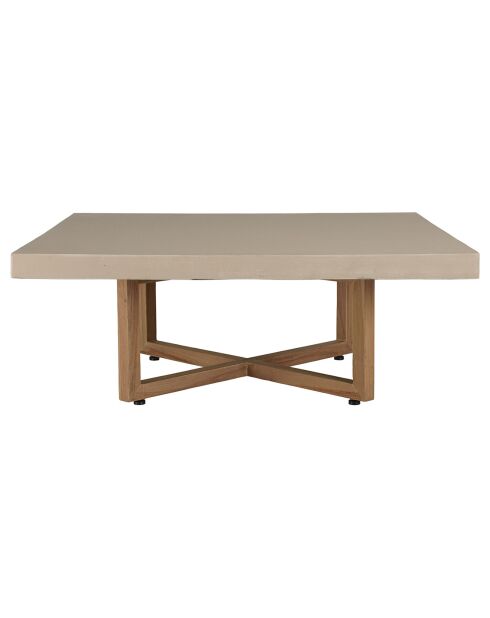 Table basse carrée en béton pieds en teck Dak beige - 107x107x41 cm