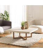 Table basse carrée en béton pieds en teck Dak beige - 107x107x41 cm