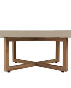 Table basse carrée en béton pieds en teck Dak beige - 107x107x41 cm