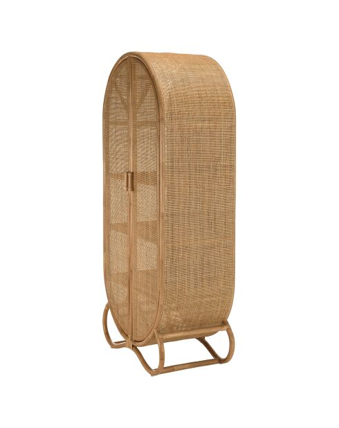 Armoire en rotin 2 portes en cannage kally miel - 83x48x183 cm
