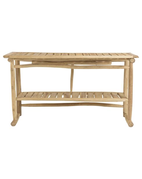 Console double plateau en branches de teck will naturel - 156x55x84 cm