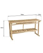 Console double plateau en branches de teck will naturel - 156x55x84 cm