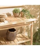 Console double plateau en branches de teck will naturel - 156x55x84 cm