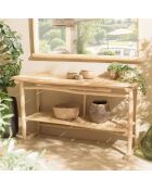 Console double plateau en branches de teck will naturel - 156x55x84 cm