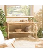 Console double plateau en branches de teck will naturel - 156x55x84 cm