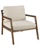 Fauteuil en tissu structure en bois gaston blanc/bois - 77x88x86 cm