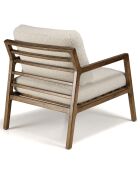 Fauteuil en tissu structure en bois gaston blanc/bois - 77x88x86 cm