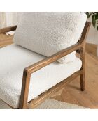 Fauteuil en tissu structure en bois gaston blanc/bois - 77x88x86 cm