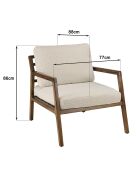 Fauteuil en tissu structure en bois gaston blanc/bois - 77x88x86 cm