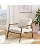 Fauteuil en tissu structure en bois gaston blanc/bois - 77x88x86 cm