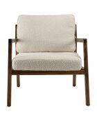 Fauteuil en tissu structure en bois gaston blanc/bois - 77x88x86 cm