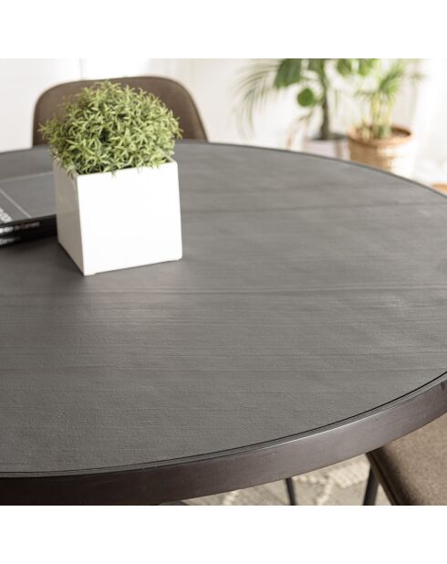 Table à manger plateau effet pierre basile noire - 120x120x76 cm