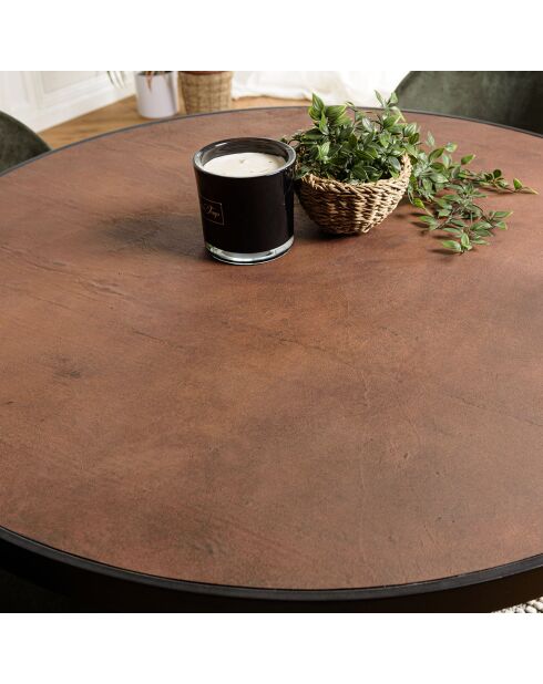 Table à manger effet pierre basile rouille - 120x120x76 cm