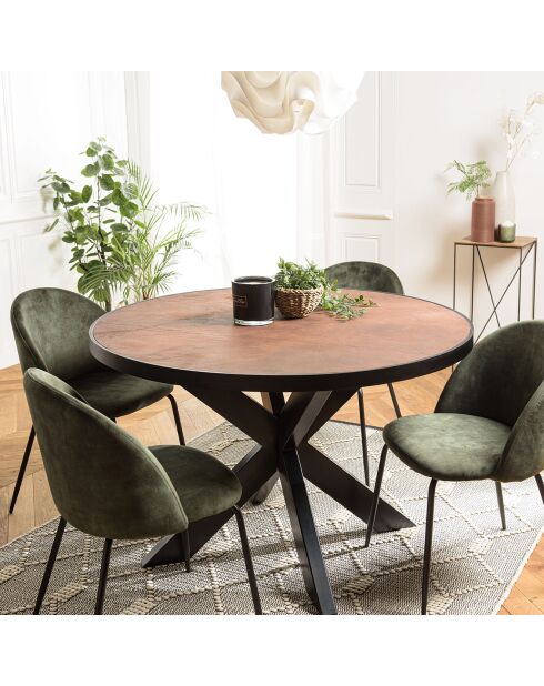 Table à manger effet pierre basile rouille - 120x120x76 cm