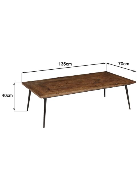 Table basse rectangle formes géométriques Kiara marron - 135x70x40 cm