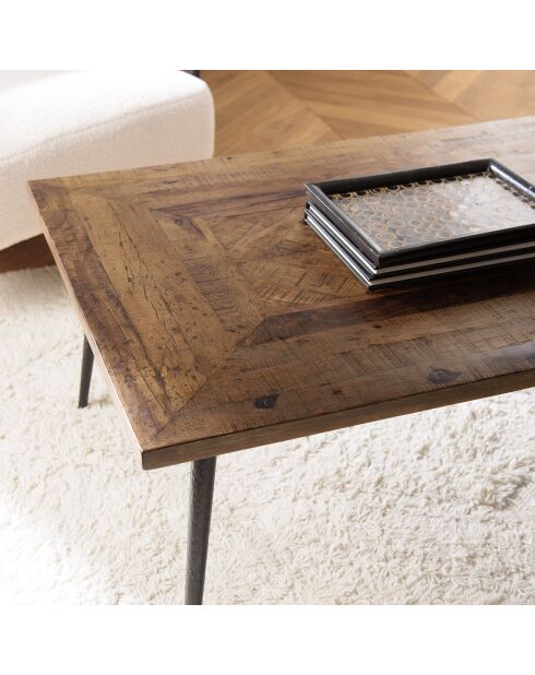 Table basse rectangle formes géométriques Kiara marron - 135x70x40 cm