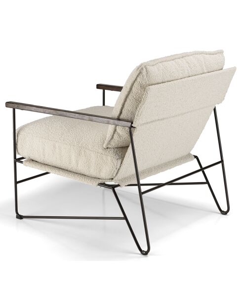 Fauteuil tissu structure métallique gaston blanc - 71x86x83 cm