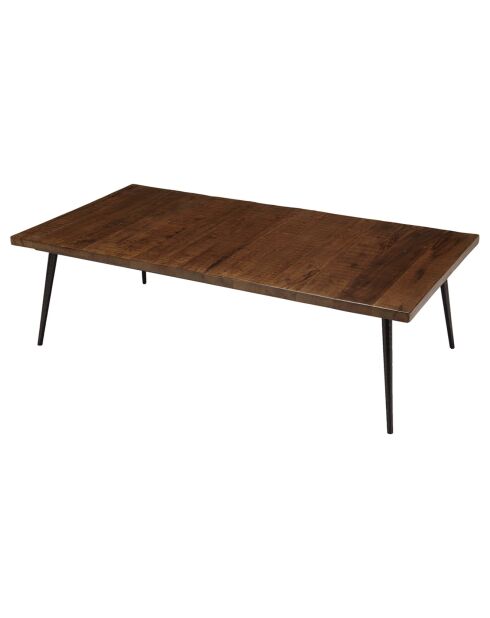 Table basse rectangle bois recyclé pieds métal Kiara marron - 135x70x40 cm