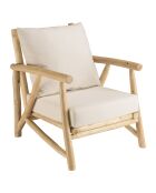 Fauteuil madura en branches de teck coussins naturel - 72x88x90 cm