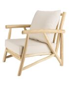 Fauteuil madura en branches de teck coussins naturel - 72x88x90 cm