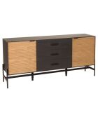 Buffet pin pieds métal charlie noir/bois - 164.5x40.5x75.5 cm