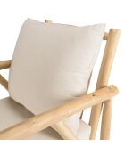 Fauteuil madura en branches de teck coussins naturel - 72x88x90 cm