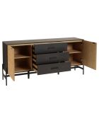 Buffet pin pieds métal charlie noir/bois - 164.5x40.5x75.5 cm