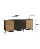 Buffet pin pieds métal charlie noir/bois - 164.5x40.5x75.5 cm