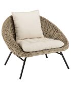 Fauteuil lounge en kubu coussin d'assise kally marron - 102x88x82 cm