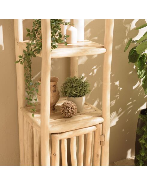 Etagère en branches de teck will naturel - 46x46x201 cm
