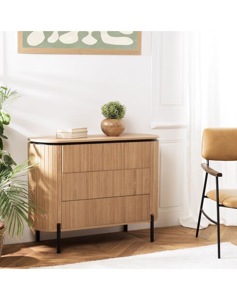 Buffet style rétro pin pieds métal charlie marron - 100x42.5x78 cm