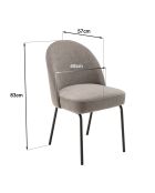 2 chaises tissu pieds acier ulysse lin - 48x57x83 cm